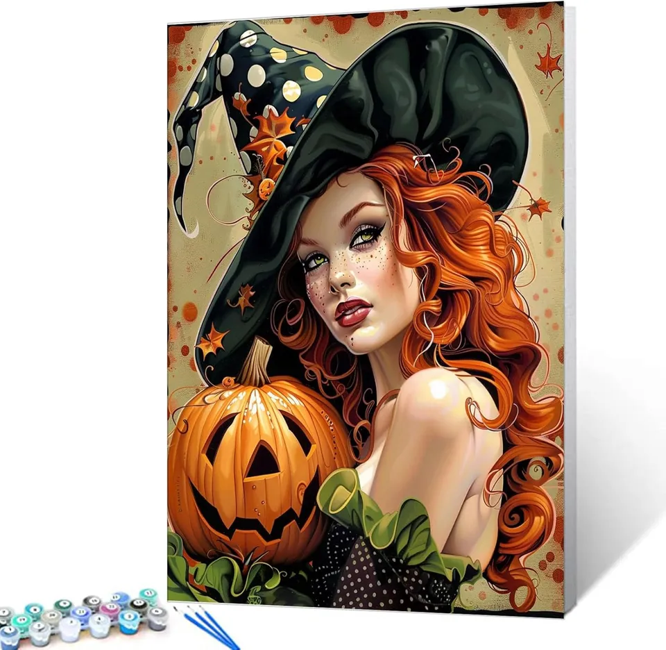 tucocoo-beautiful-redhead-witch-malen-nach-zahlen-hexe-40x50 image 1