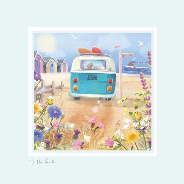 otter-house-heydays-to-the-beach-grusskarte-hund-caravan image 1