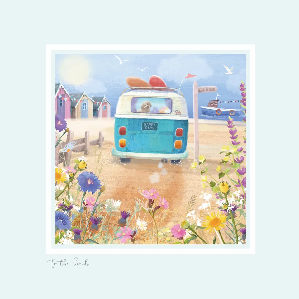 otter-house-heydays-to-the-beach-grusskarte-hund-caravan image 1