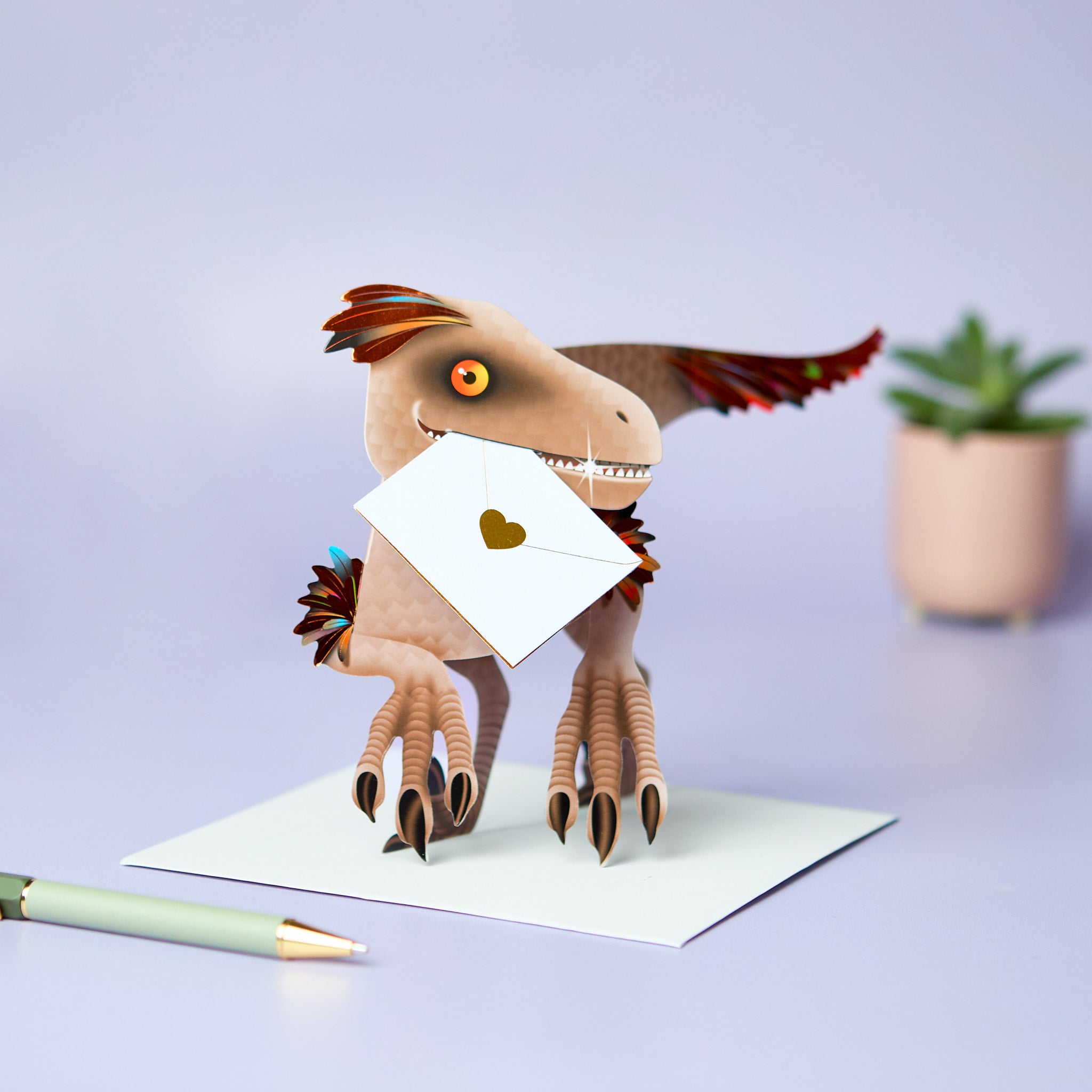 otter-house-special-delivery-velociraptor-dino-karte-3d image 1