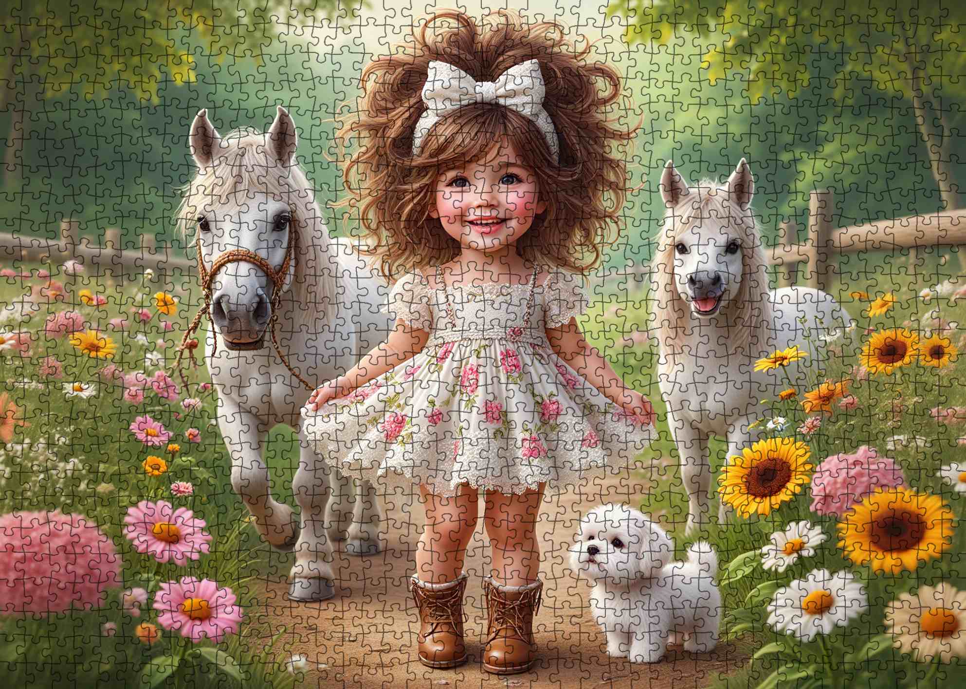 tucocoo-little-girl-garden-walk-with-ponies-puzzle-1000-teile image 2