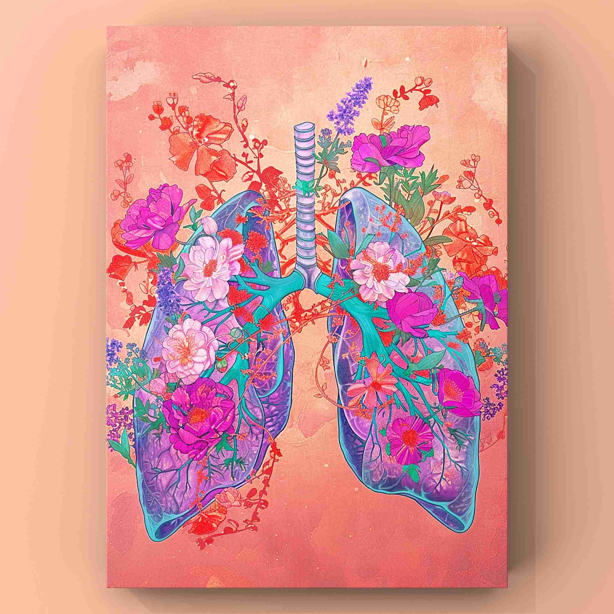 tucocoo-blooming-lungs-leinwandbild-blumen-lunge-gerahmt image 2