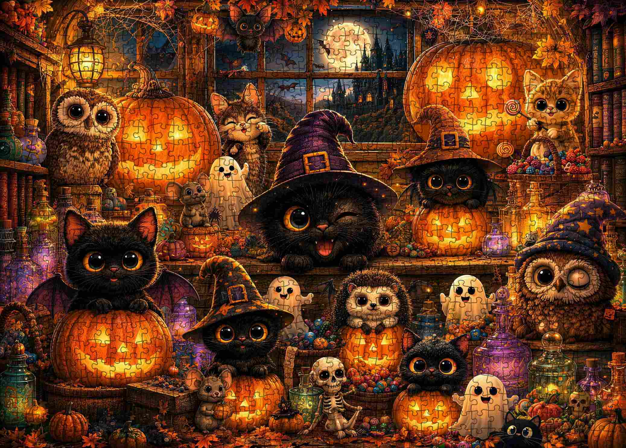 tucocoo-black-cats-pumpkin-workshop-puzzle-1000-teile image 2