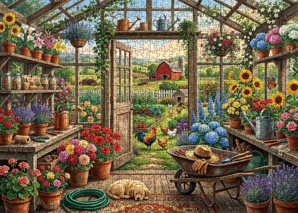 tucocoo-blooming-farmhouse-greenhouse-puzzle-1000-teile-garten image 2