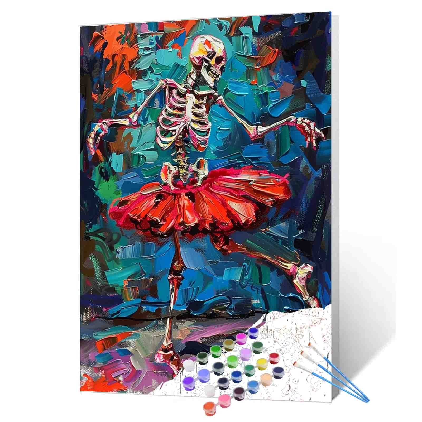 tucocoo-paint-by-numbers-skeleton-ballerina-malen-nach-zahlen-40x50 image 1