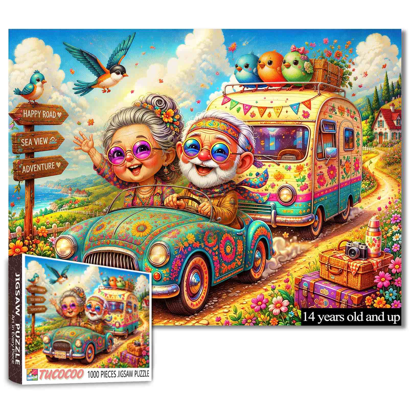 tucocoo-happy-senior-couple-road-trip-puzzle-1000-teile-senioren image 1