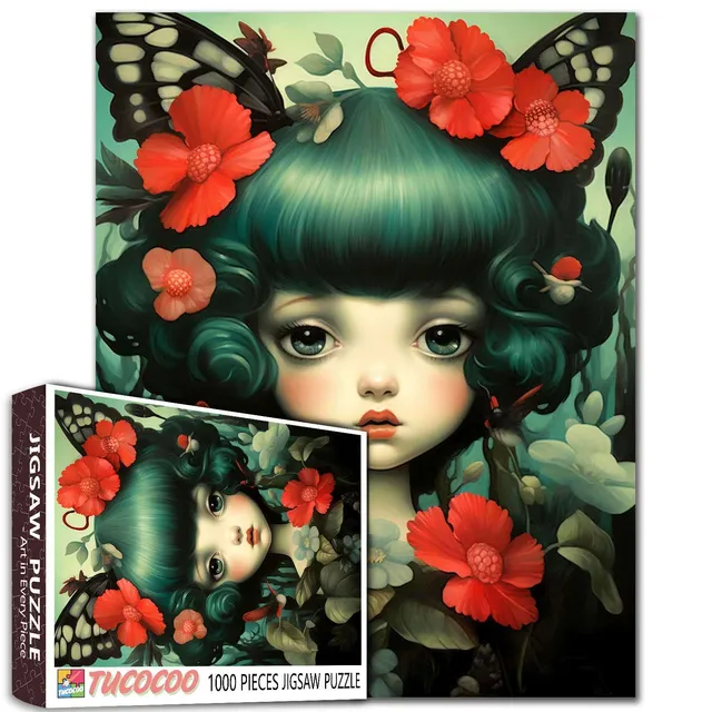 tucocoo-girl-with-red-flowers-puzzle-1000-teile-fantasy image 1