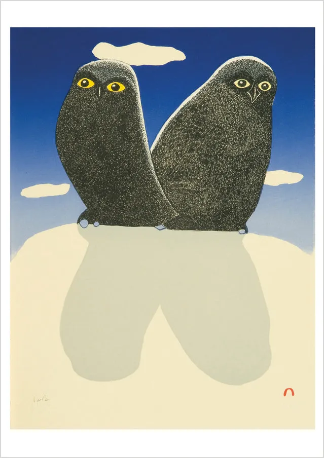 pomegranate-blank-notecards-kananginak-pootoogook-owls-klappkarte image 1