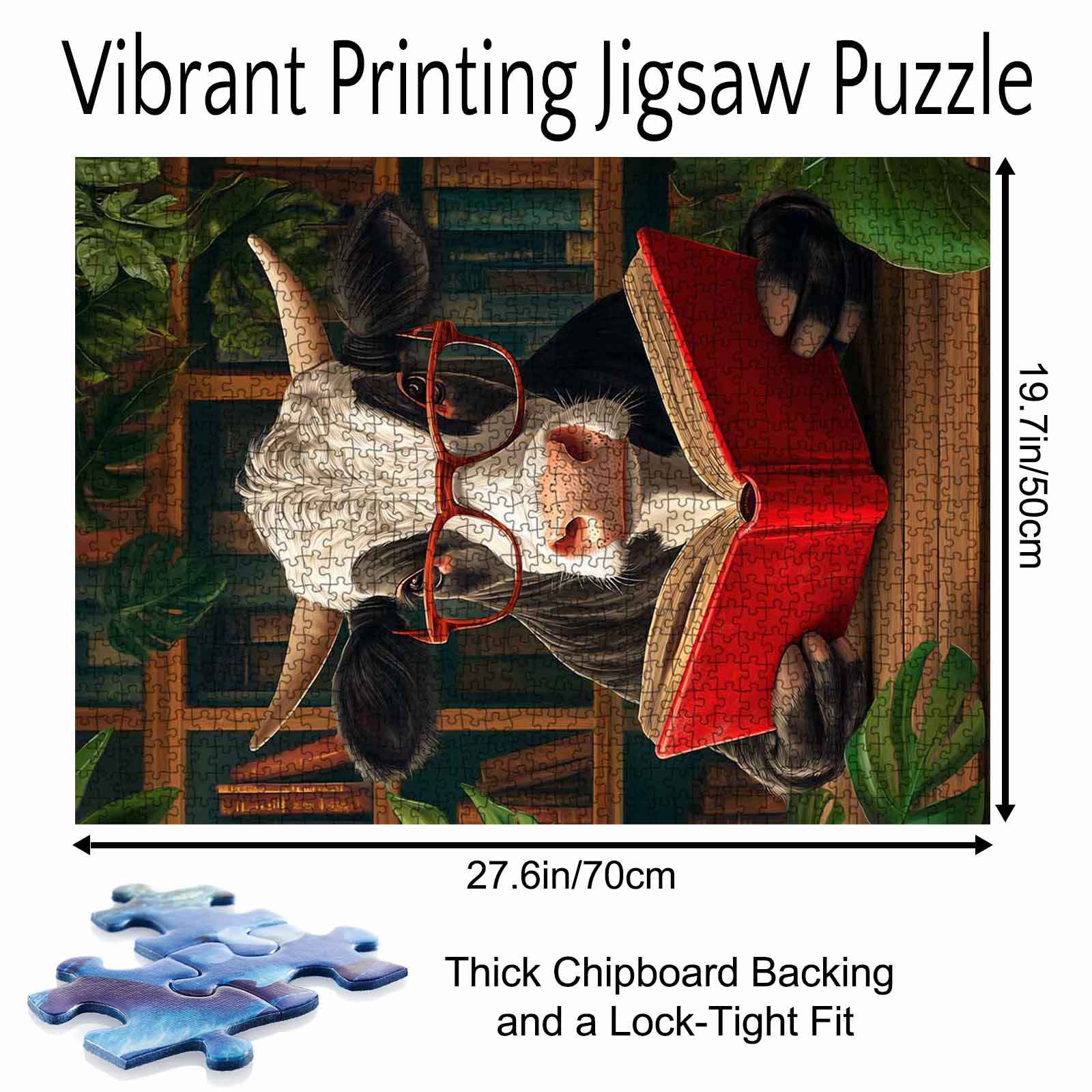 tucocoo-jigsaw-puzzles-cow-reading-book-in-library-puzzle-1000-teile image 5