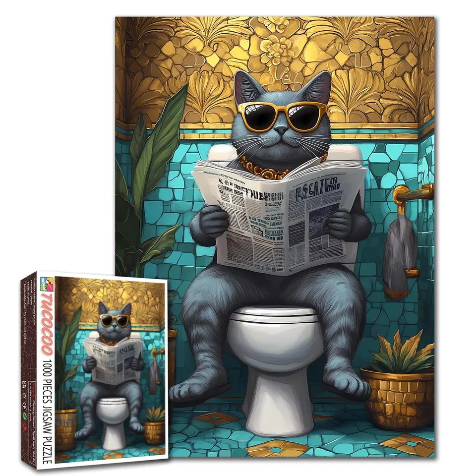 tucocoo-cool-cat-bathroom-puzzle-1000-teile-katze image 1