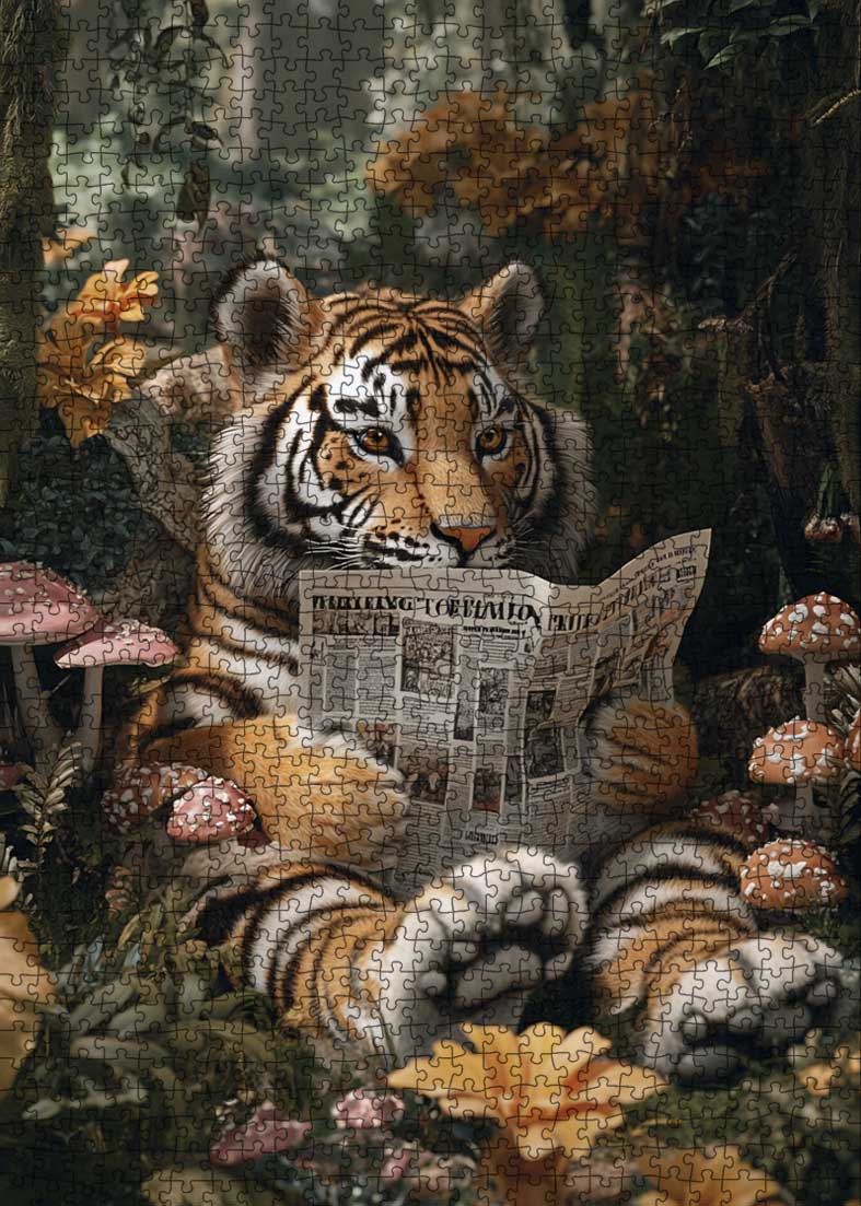 tucocoo-jigsaw-tiger-liest-zeitung-puzzle-1000-teile-wald image 2