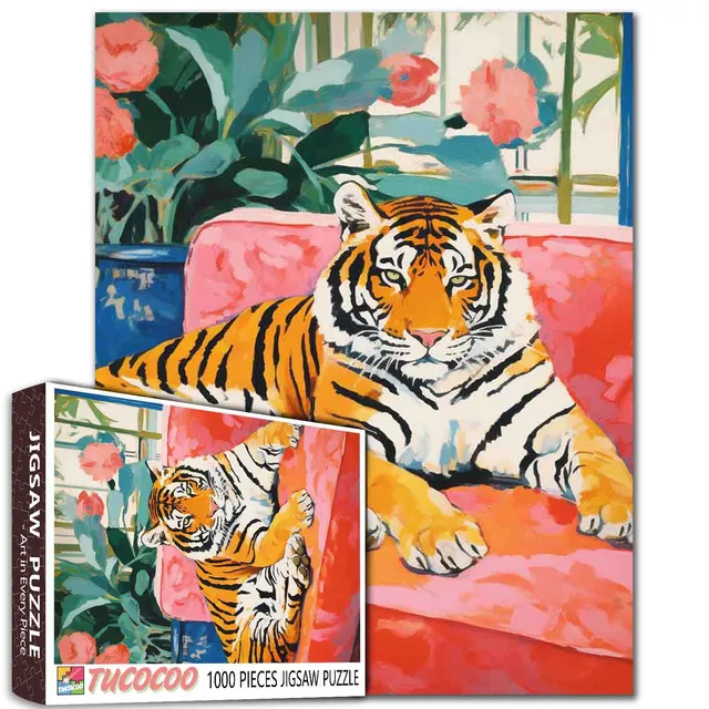 tucocoo-majestic-tiger-on-sofa-puzzle-1000-teile-tiere image 1