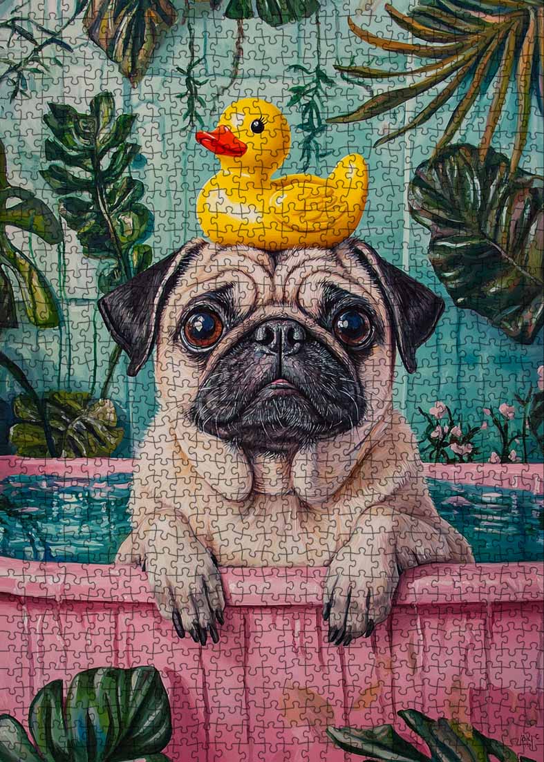 tucocoo-jigsaw-pug-with-rubber-duck-puzzle-1000-teile-mops image 2
