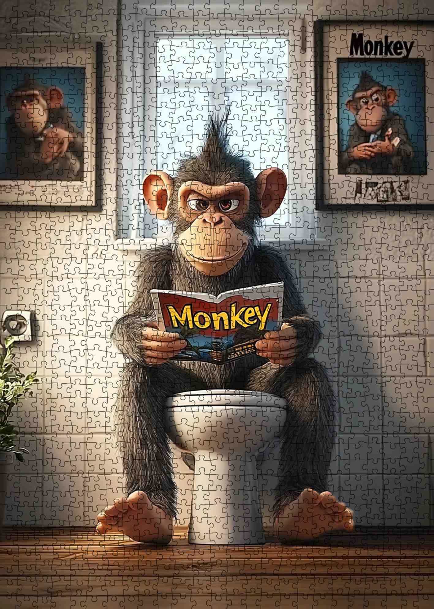 tucocoo-cool-monkey-on-toilet-puzzle-1000-teile-lustig image 2