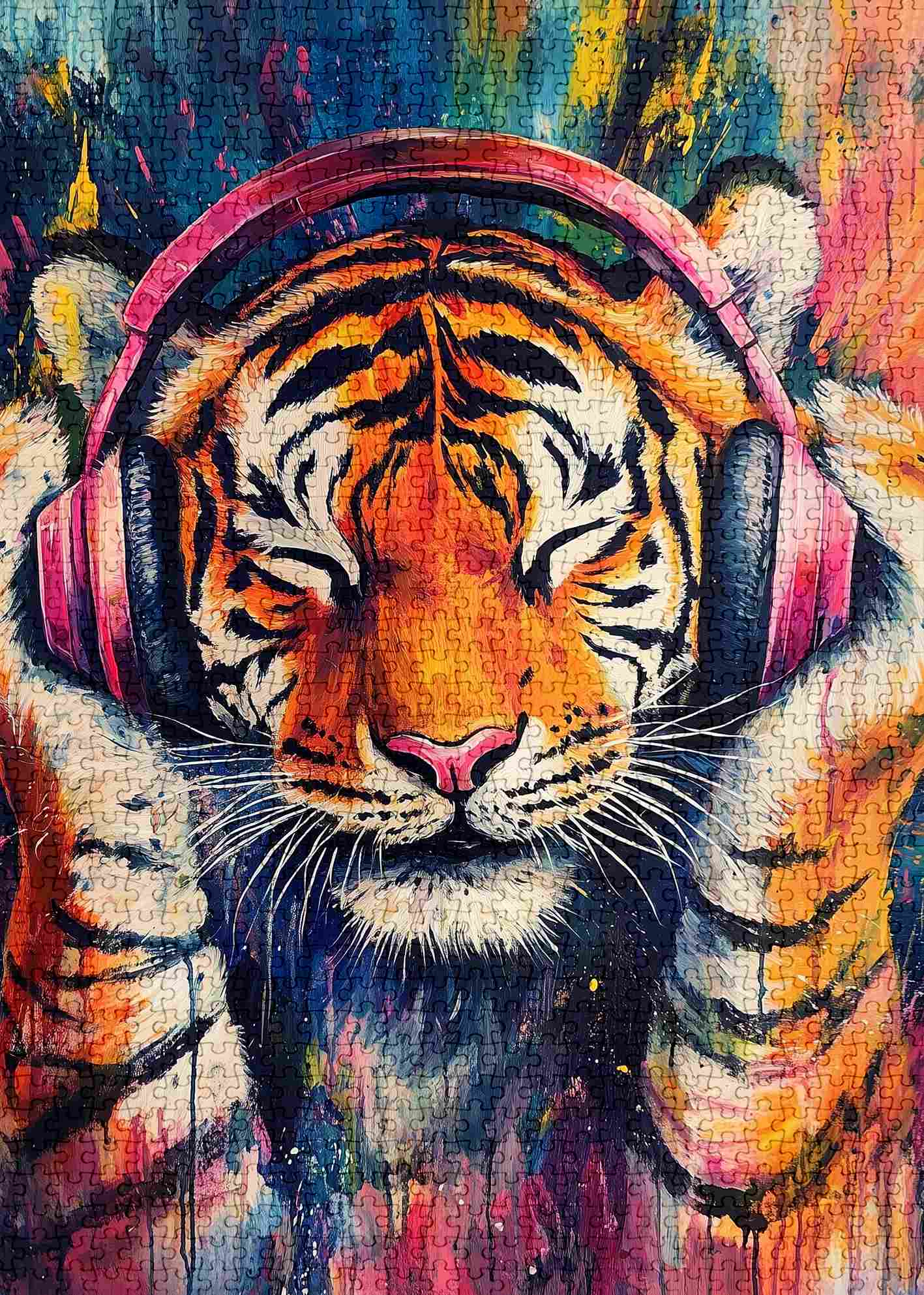 tucocoo-listening-tiger-street-art-puzzle-1000-teile-kopfh-rer image 2