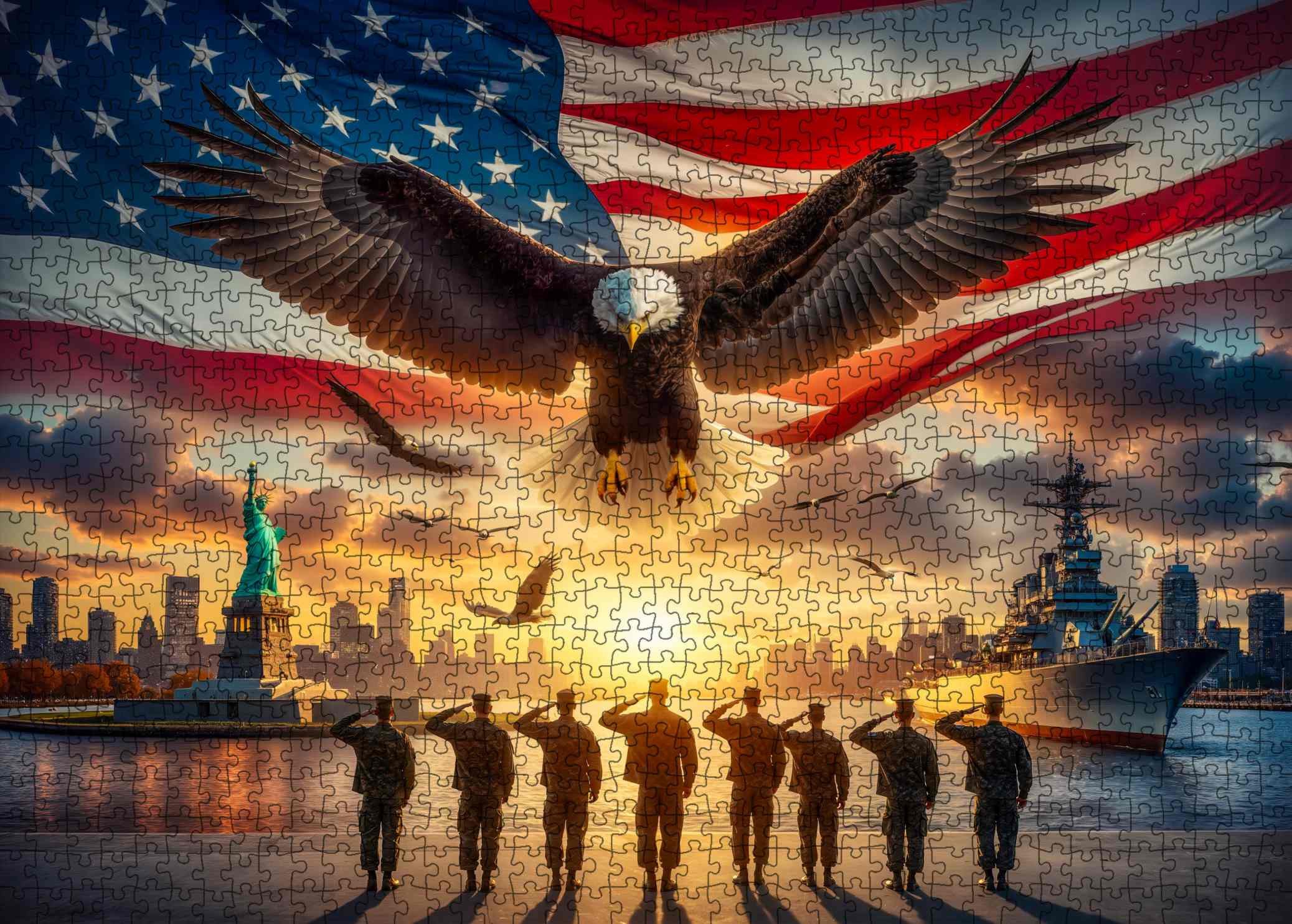 tucocoo-patriotic-eagle-soldiers-puzzle-1000-teile-usa image 2