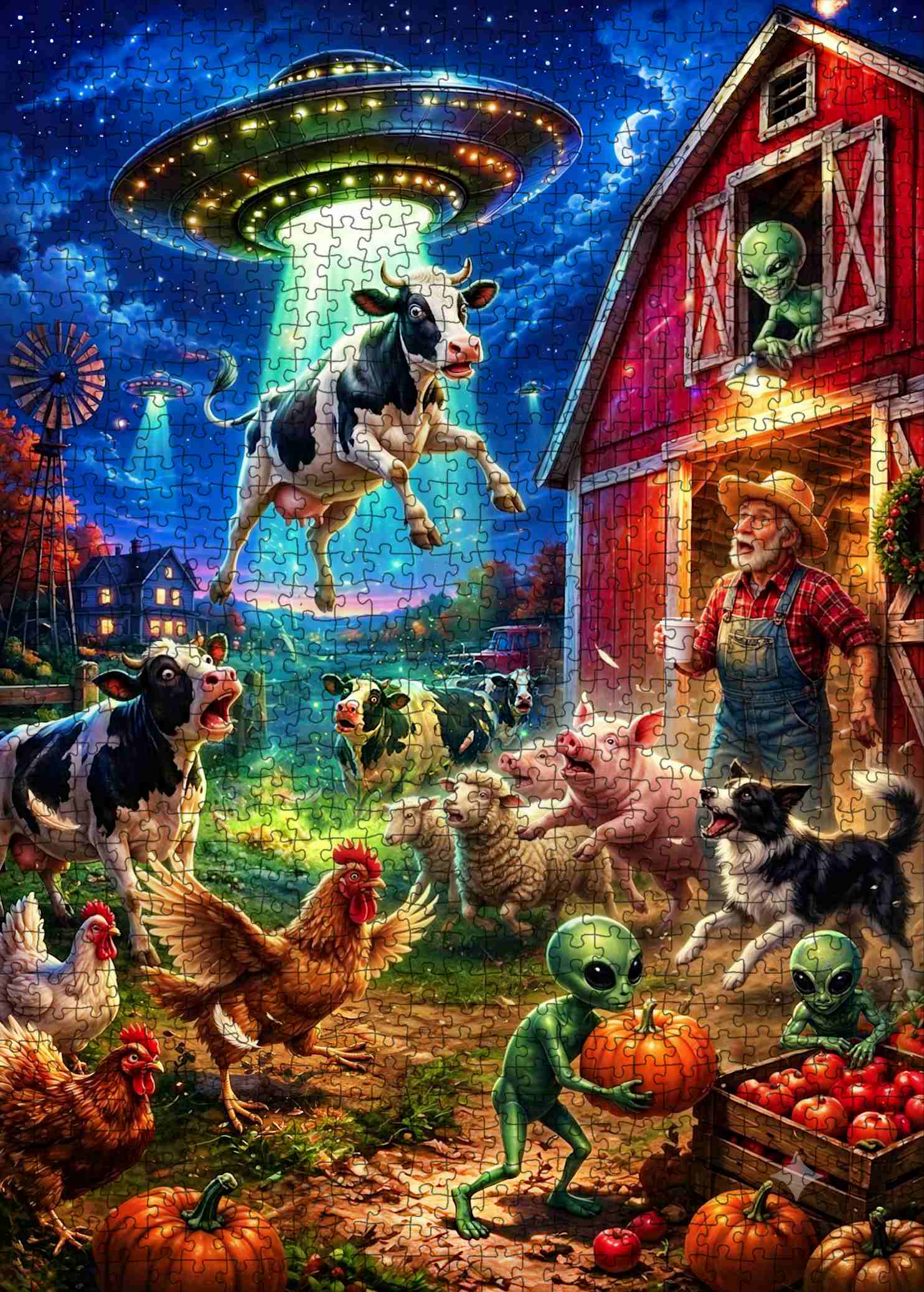 tucocoo-alien-farm-cow-abduction-puzzle-1000-teile-ufo image 2