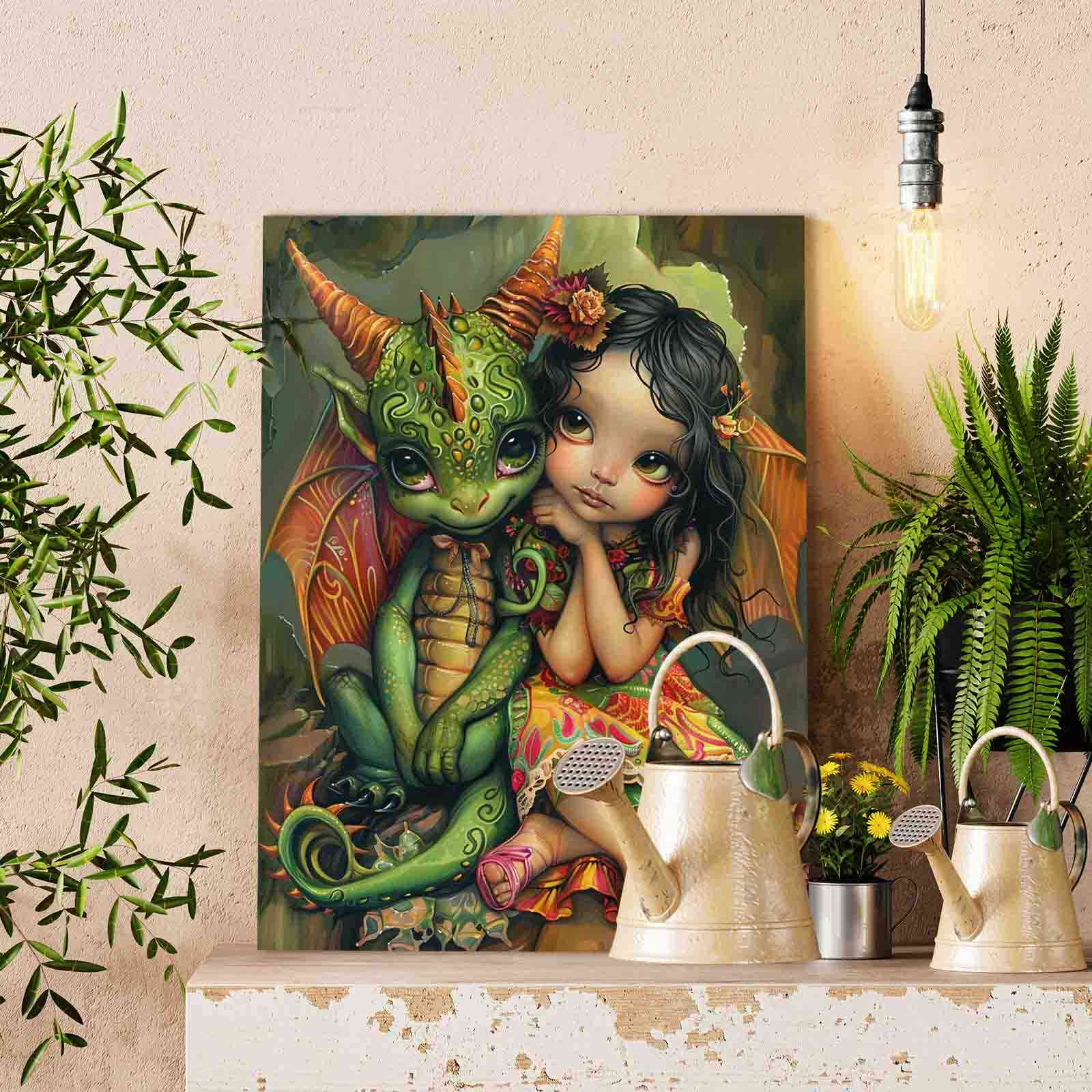 tucocoo-paint-by-numbers-girl-and-dragon-companions-malen-nach-zahlen-ohne-rahme image 2
