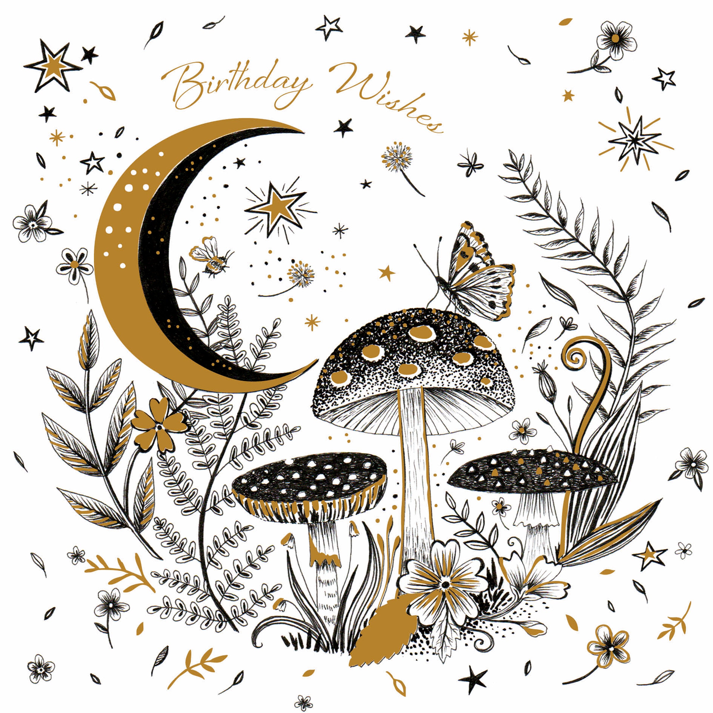 otter-house-ink-moon-gru-karte-toadstools-pilz-mit-goldfolie image 1