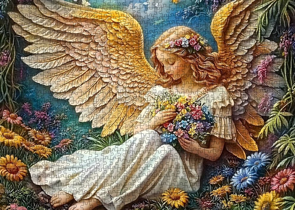 tucocoo-golden-wing-angel-puzzle-1000-teile-engel image 2