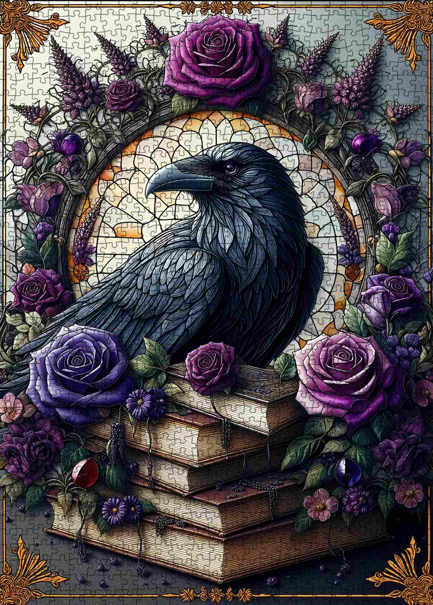 tucocoo-jigsaw-puzzles-raven-and-roses-puzzle-1000-teile-rabe image 2