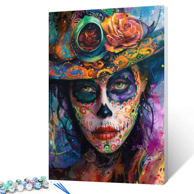 tucocoo-paint-by-numbers-sugar-skull-frau-malset-40x50-ohne-rahmen image 1