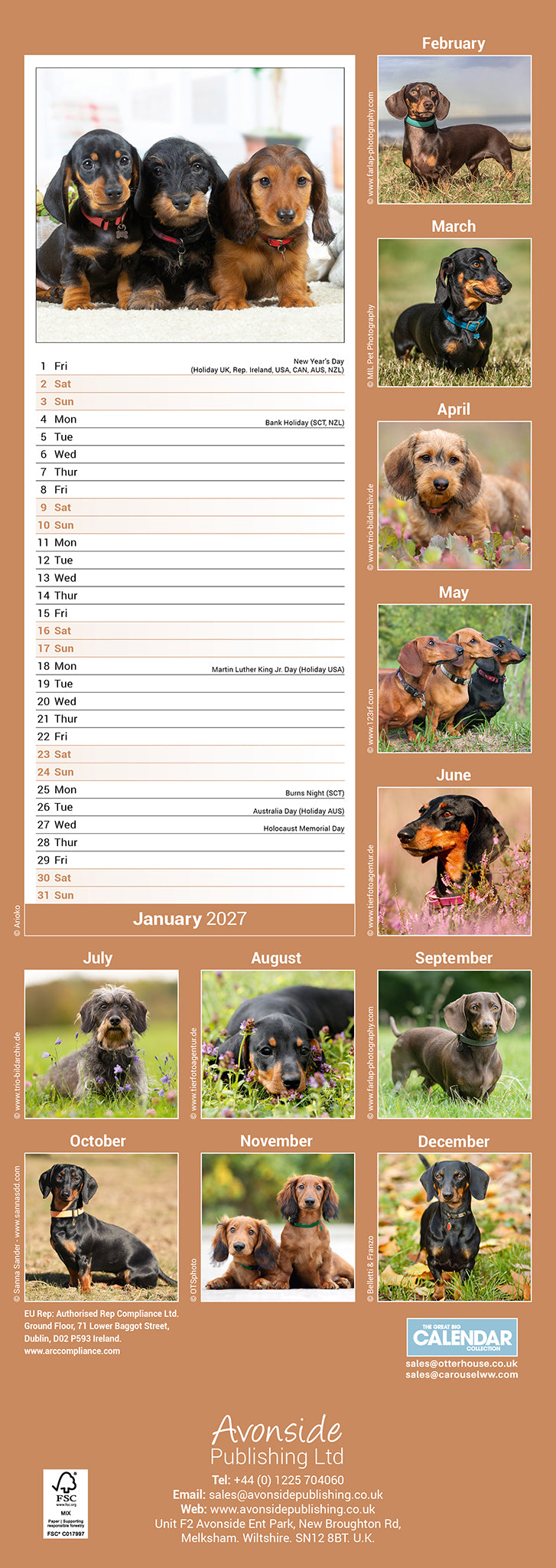 otter-house-dachshunds-slim-kalender-2027-dackel-schmal image 2