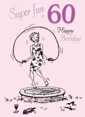 otter-house-young-at-heart-geburtstagskarte-60-frau-trampolin image 1