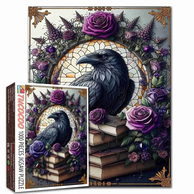 tucocoo-jigsaw-puzzles-raven-and-roses-puzzle-1000-teile-rabe image 1