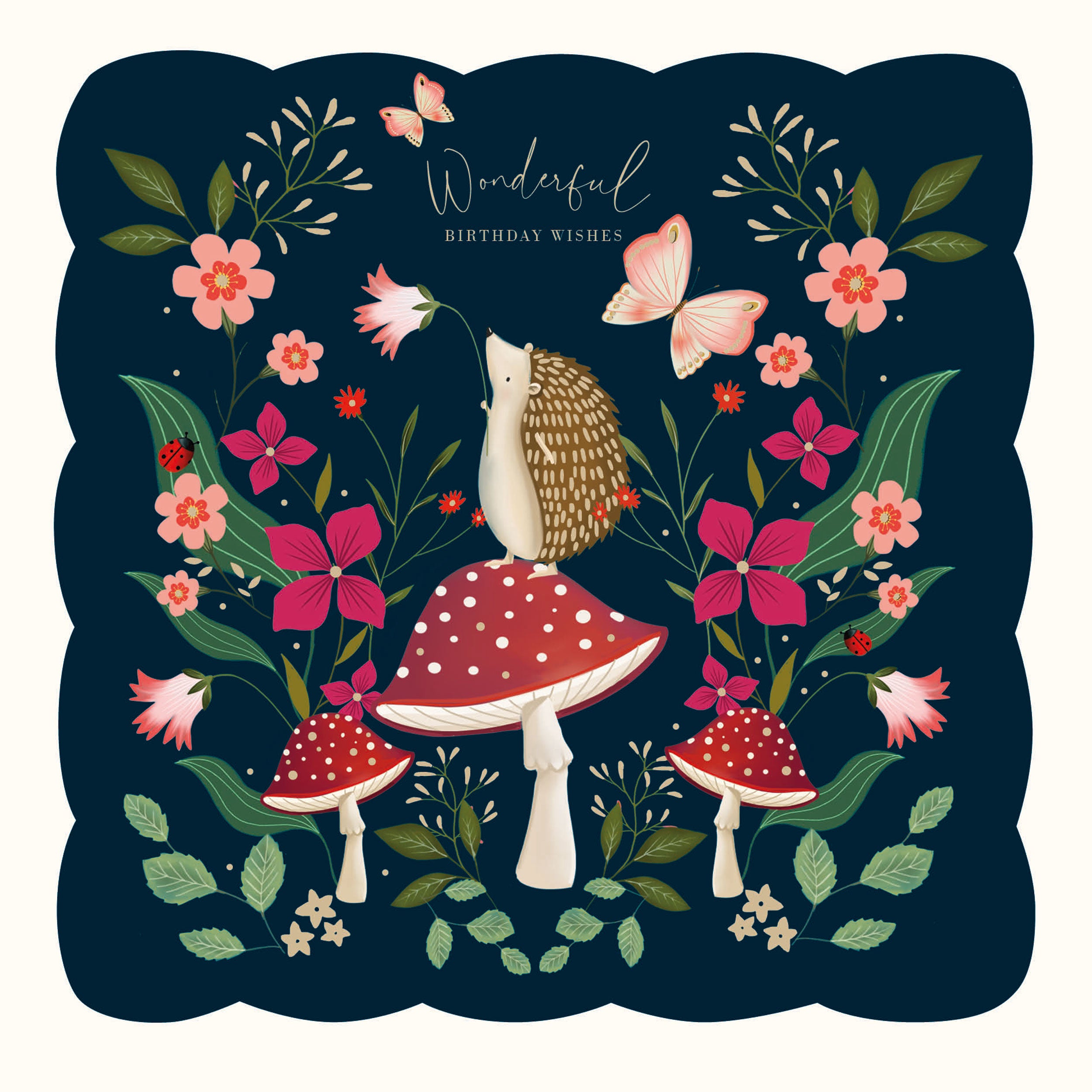 otter-house-fairy-bells-grusskarte-fliegenpilz-igel-mit-folie image 1
