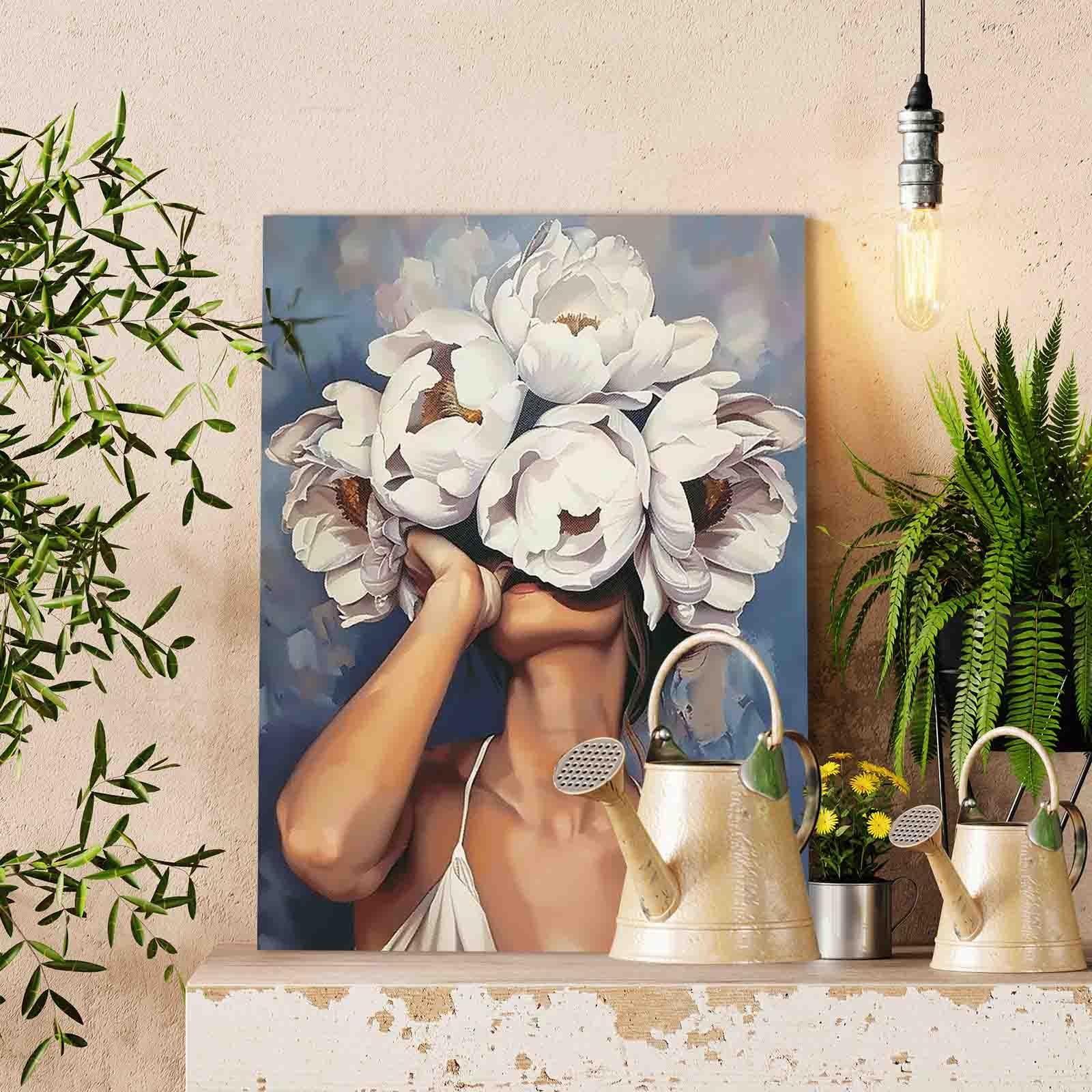 tucocoo-woman-white-flowers-malen-nach-zahlen-40x50-frau image 2