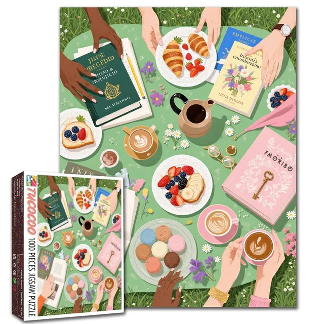 tucocoo-garden-book-club-picnic-puzzle-1000-teile-garten image 1