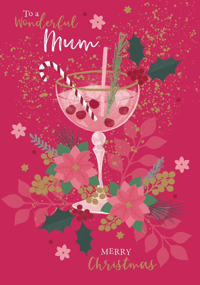 otter-house-weihnachtskarte-mum-einzeln-floral-holly image 1