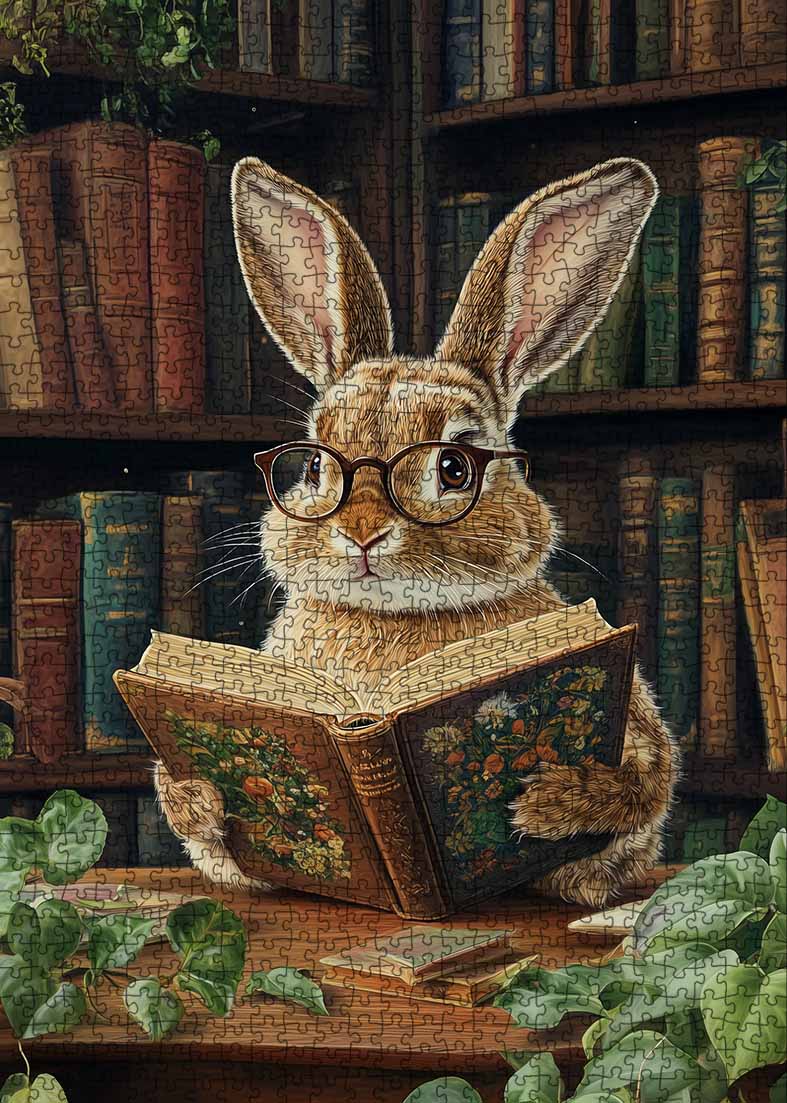 tucocoo-rabbit-reading-book-puzzle-1000-teile-hase image 2