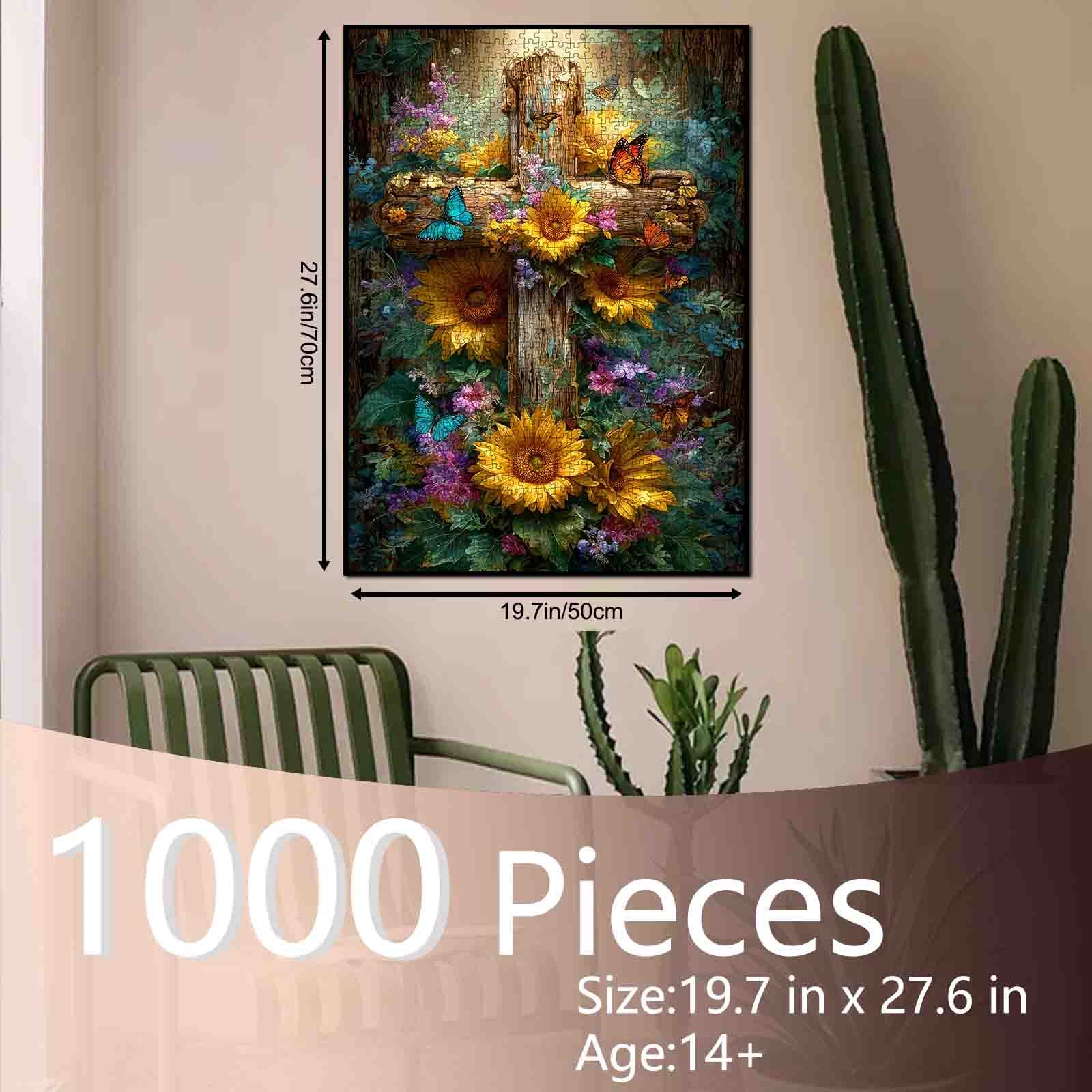 tucocoo-jigsaw-puzzles-sonnenblumen-kreuz-puzzle-1000-teile image 5