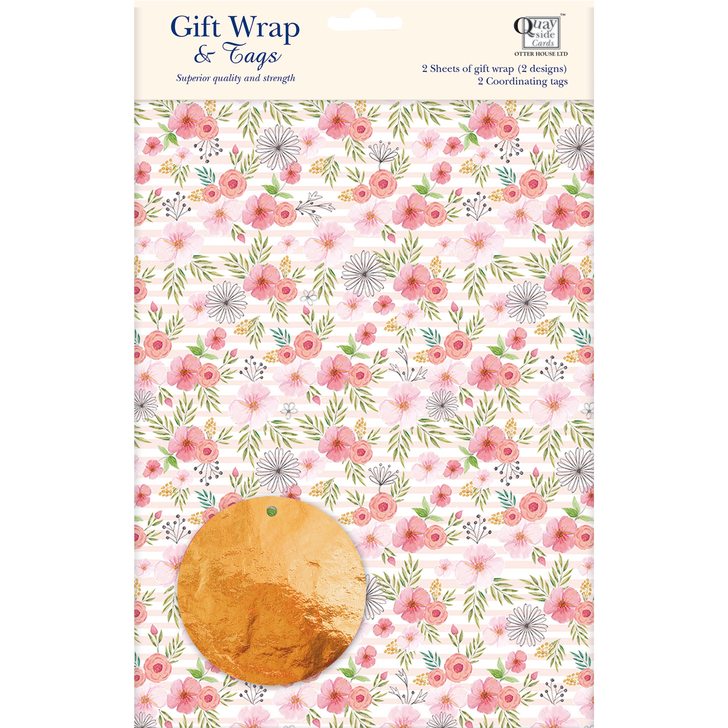 otter-house-gift-wrap-geschenkpapier-pink-florals-2-bogen image 1