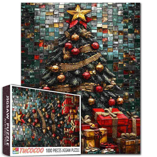 tucocoo-golden-christmas-tree-puzzle-1000-teile-weihnachten image 1