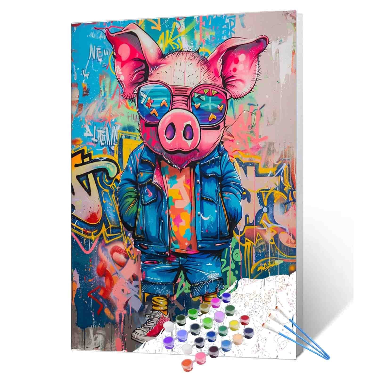 tucocoo-cooles-graffiti-schwein-malen-nach-zahlen-40x50-tiere image 1