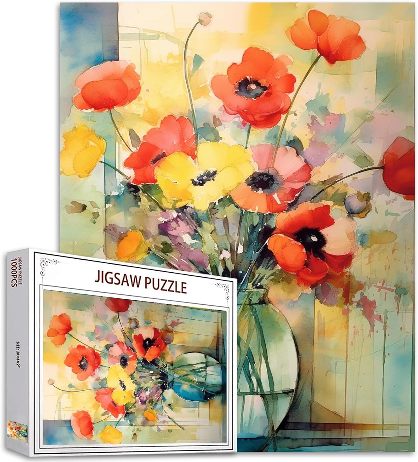tucocoo-aquarell-mohn-puzzle-1000-teile-blumen image 1