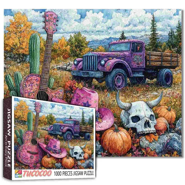 tucocoo-autumn-vibes-puzzle-1000-teile-cowboy-pink-herbst image 1