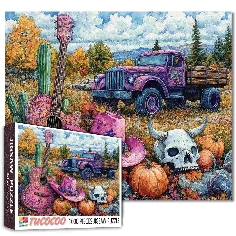 tucocoo-autumn-vibes-puzzle-1000-teile-cowboy-pink-herbst image 1