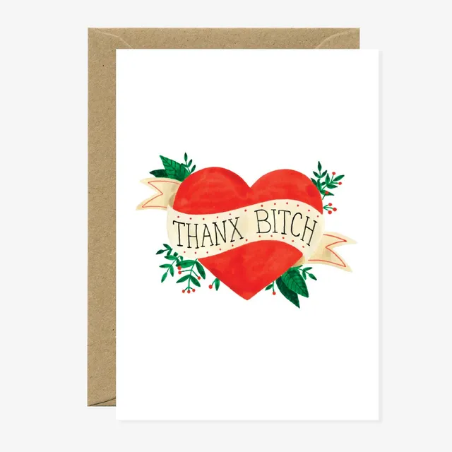 all-the-ways-to-say-thanx-bitch-dankeskarte-a6-herz image 1