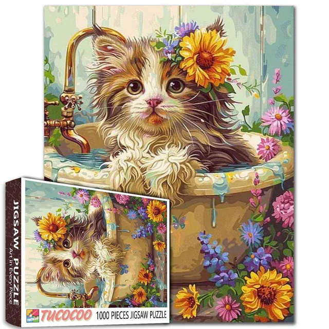 tucocoo-jigsaw-puzzles-flower-cat-bath-puzzle-1000-teile-k-tzchen image 1