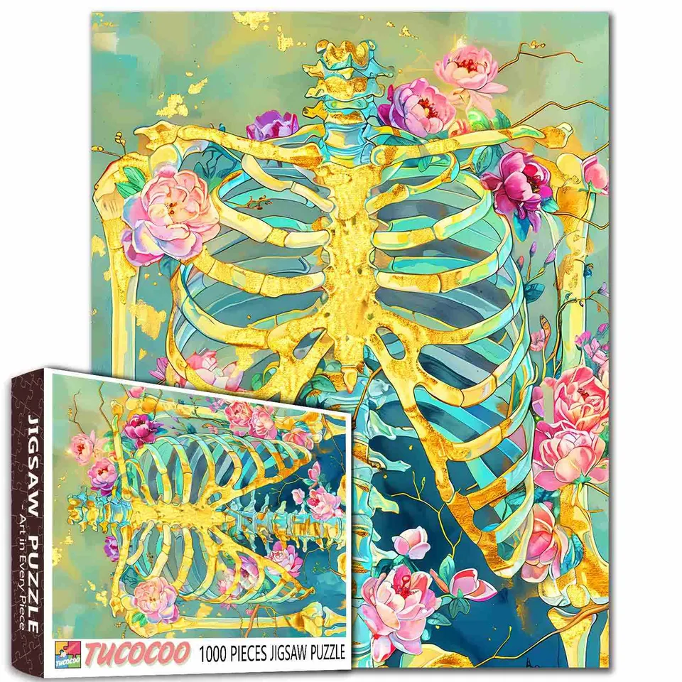 tucocoo-golden-skeleton-floral-fusion-puzzle-1000-teile-gold image 1