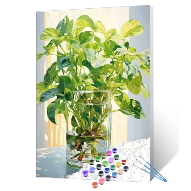 tucocoo-paint-by-numbers-gr-ne-bl-tter-malen-nach-zahlen-40x50 image 1