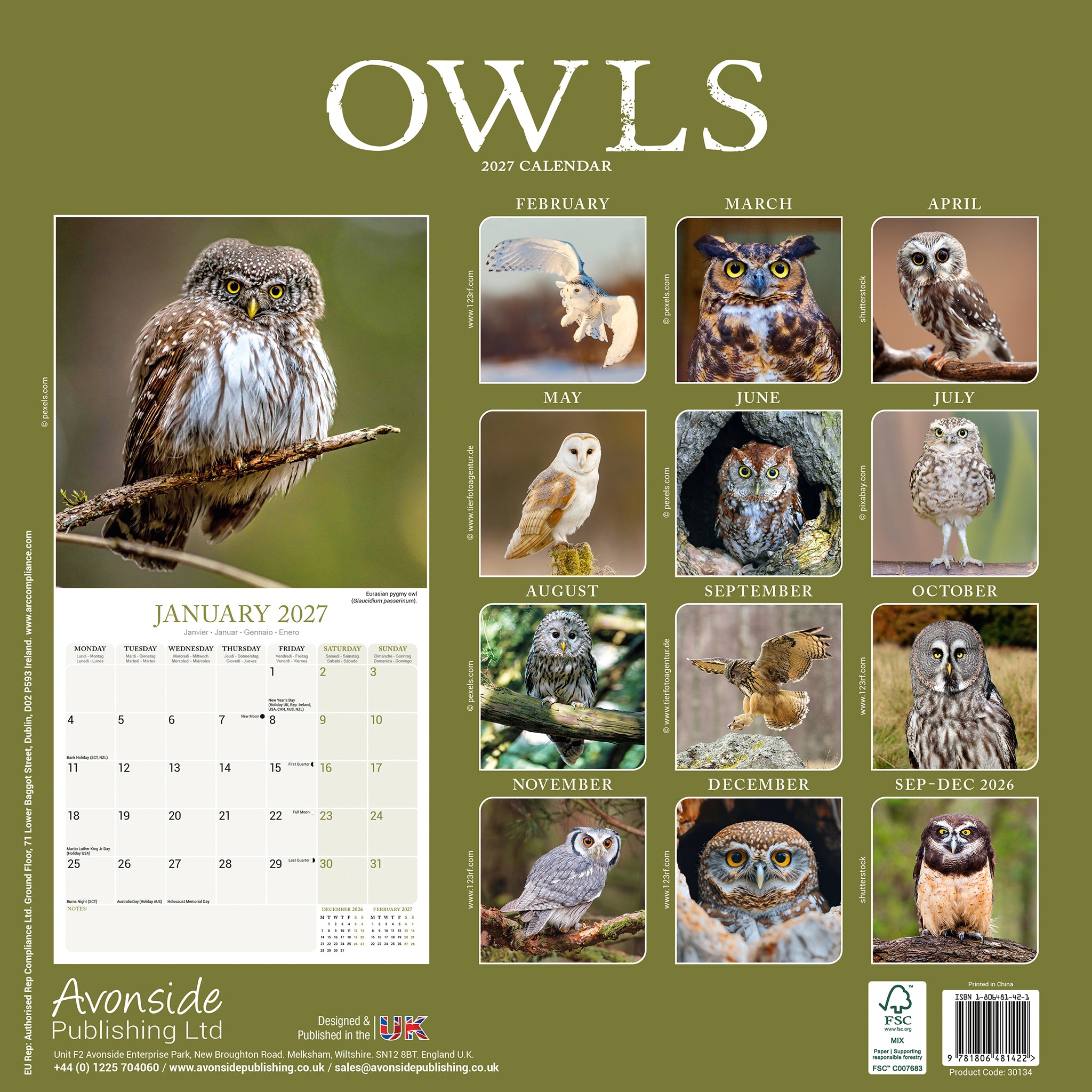 otter-house-owls-wall-calendar-2027-wandkalender-eulen image 2