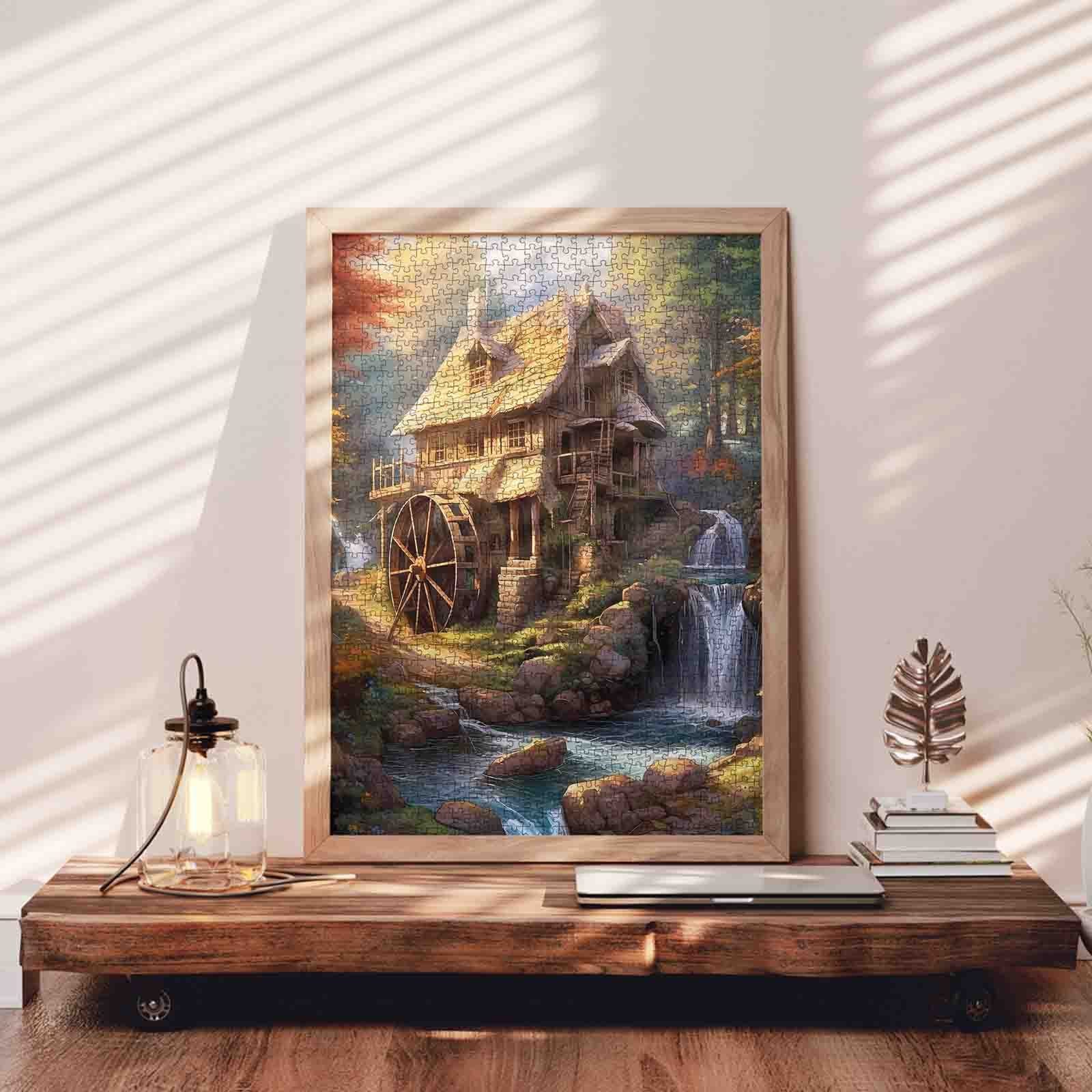 tucocoo-jigsaw-puzzles-rustic-cabin-forest-waterwheel-puzzle-1000-teile image 3