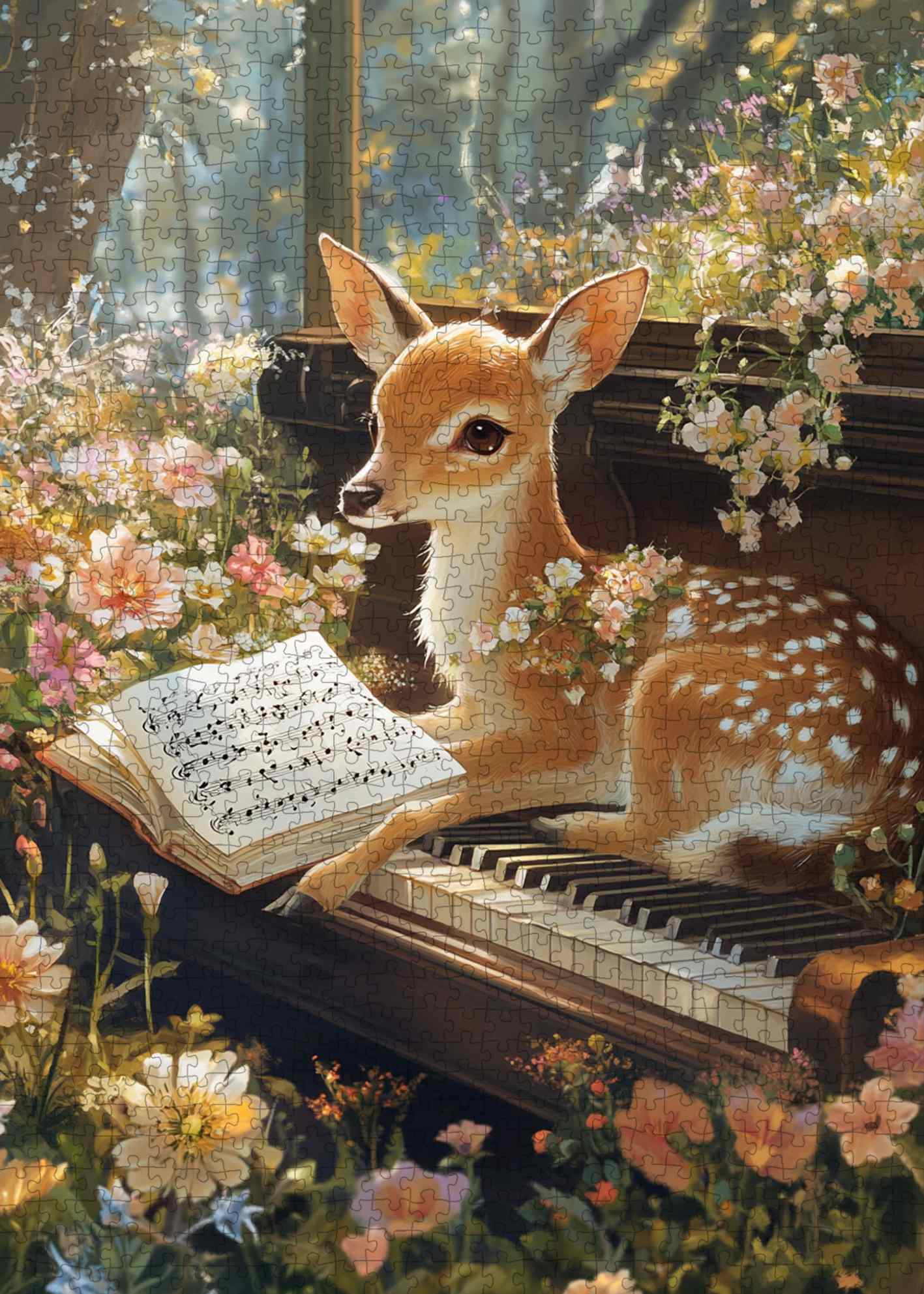 tucocoo-deer-playing-piano-puzzle-1000-teile-tier-wald image 2