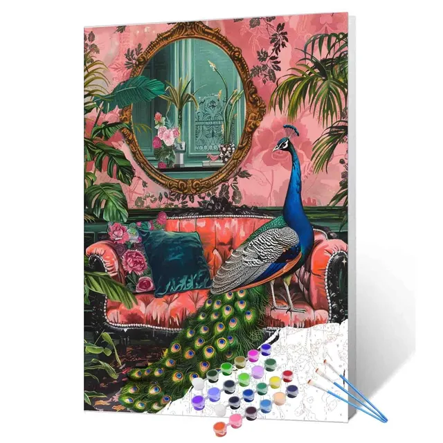 tucocoo-paint-by-numbers-velvet-salon-peacock-malbild-40x50-ohne-rahmen image 1