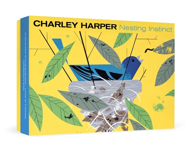 pomegranate-charley-harper-nesting-instinct-gru-karten-20er-v-gel image 1